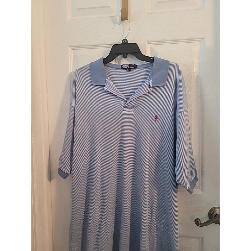 POLO GOLF Ralph Lauren Men’s Golf Polo Shirt Sz XXL Blue Pin Striped